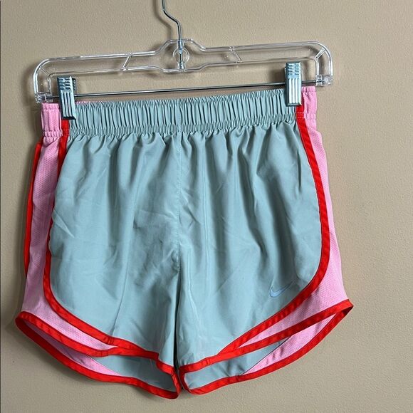 Nike Dri-Fit Women’s Size Small Gray & Pink Lined Running Shorts - Picture 1 of 4